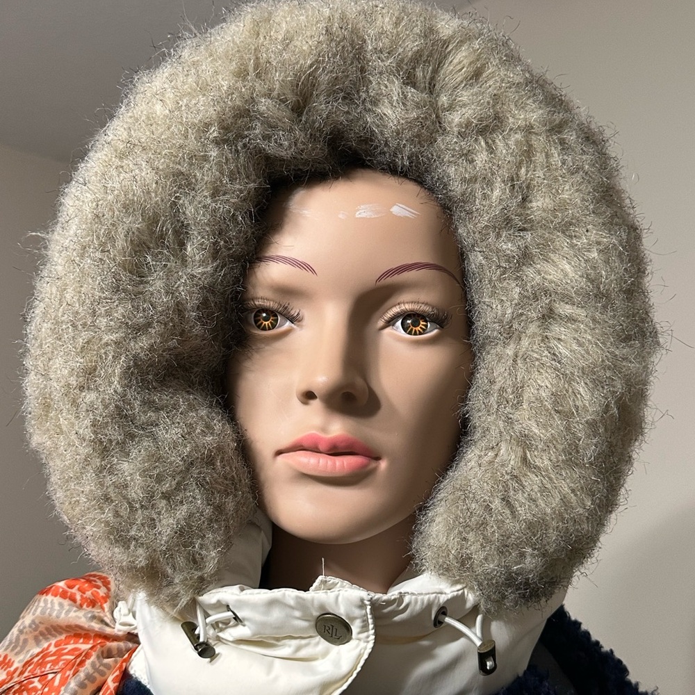 Lauren Ralph Lauren Down Puffer Coat Women’s Medium Ivory Long Winter Jacket - Picture 12 of 14